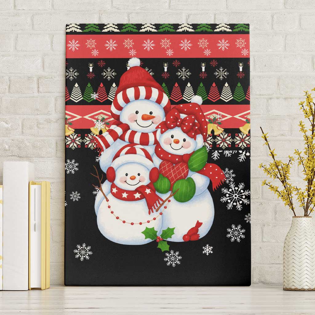 Lovely Snowman Christmas Canvas Wall Art Xmas Holiday Patterns - Wonder Print Shop
