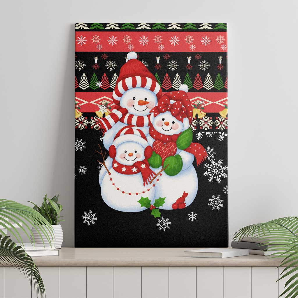 Lovely Snowman Christmas Canvas Wall Art Xmas Holiday Patterns - Wonder Print Shop