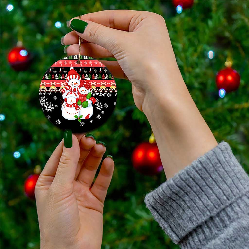 Lovely Snowman Christmas Ceramic Ornament Xmas Holiday Patterns - Wonder Print Shop