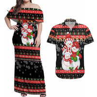 Lovely Snowman Christmas Couples Matching Off Shoulder Maxi Dress and Hawaiian Shirt Xmas Holiday Patterns - Wonder Print Shop
