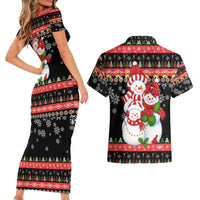Lovely Snowman Christmas Couples Matching Short Sleeve Bodycon Dress and Hawaiian Shirt Xmas Holiday Patterns - Wonder Print Shop