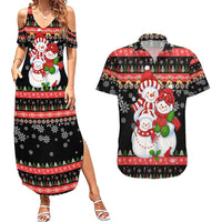 Lovely Snowman Christmas Couples Matching Summer Maxi Dress and Hawaiian Shirt Xmas Holiday Patterns - Wonder Print Shop