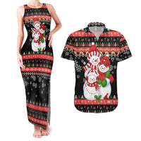 Lovely Snowman Christmas Couples Matching Tank Maxi Dress and Hawaiian Shirt Xmas Holiday Patterns - Wonder Print Shop