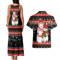 Lovely Snowman Christmas Couples Matching Tank Maxi Dress and Hawaiian Shirt Xmas Holiday Patterns - Wonder Print Shop