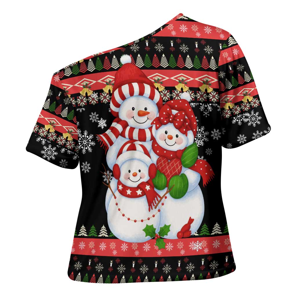 Lovely Snowman Christmas Cross Shoulder Shirt Xmas Holiday Patterns - Wonder Print Shop