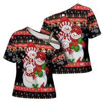 Lovely Snowman Christmas Cross Shoulder Shirt Xmas Holiday Patterns - Wonder Print Shop