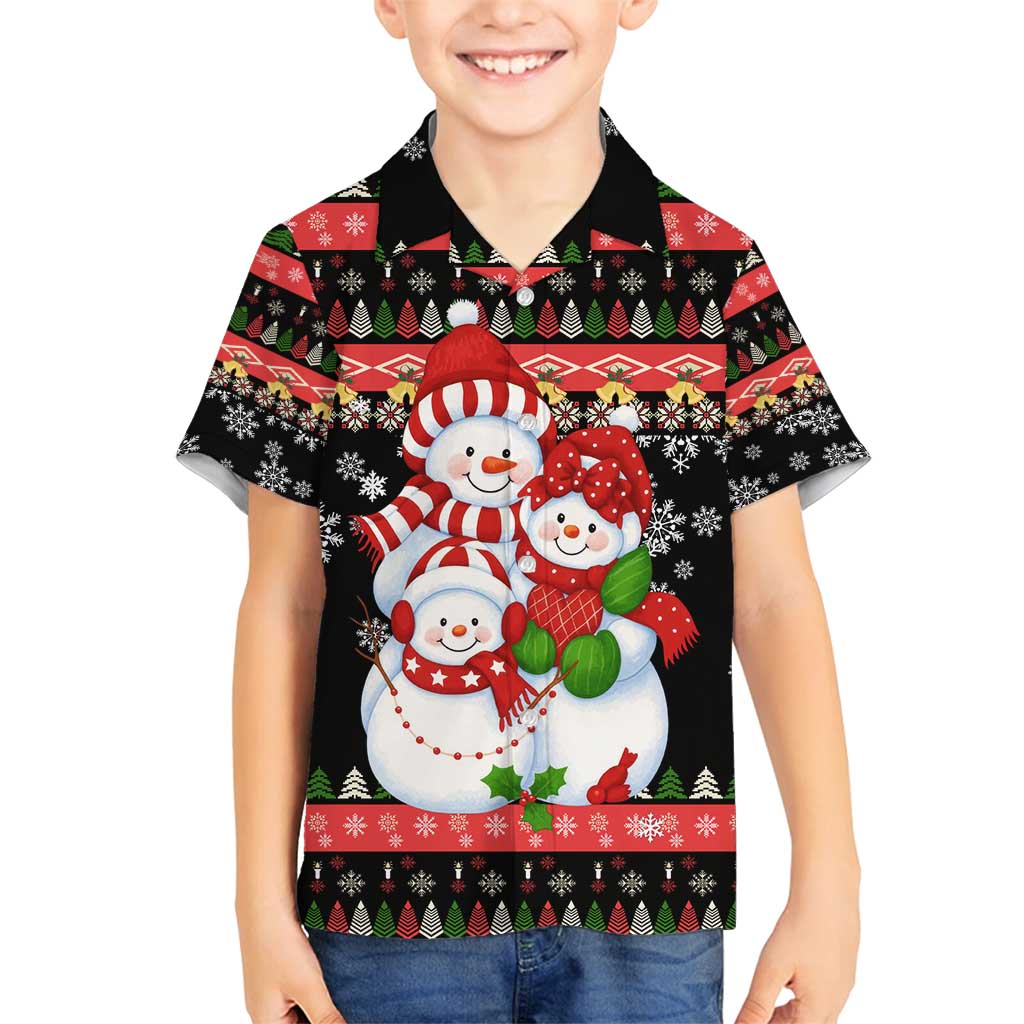 Lovely Snowman Christmas Family Matching Long Sleeve Bodycon Dress and Hawaiian Shirt Xmas Holiday Patterns - Wonder Print Shop