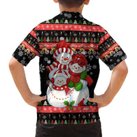 Lovely Snowman Christmas Family Matching Off The Shoulder Long Sleeve Dress and Hawaiian Shirt Xmas Holiday Patterns - Wonder Print Shop