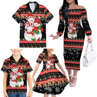 Lovely Snowman Christmas Family Matching Off The Shoulder Long Sleeve Dress and Hawaiian Shirt Xmas Holiday Patterns - Wonder Print Shop
