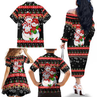 Lovely Snowman Christmas Family Matching Off The Shoulder Long Sleeve Dress and Hawaiian Shirt Xmas Holiday Patterns - Wonder Print Shop