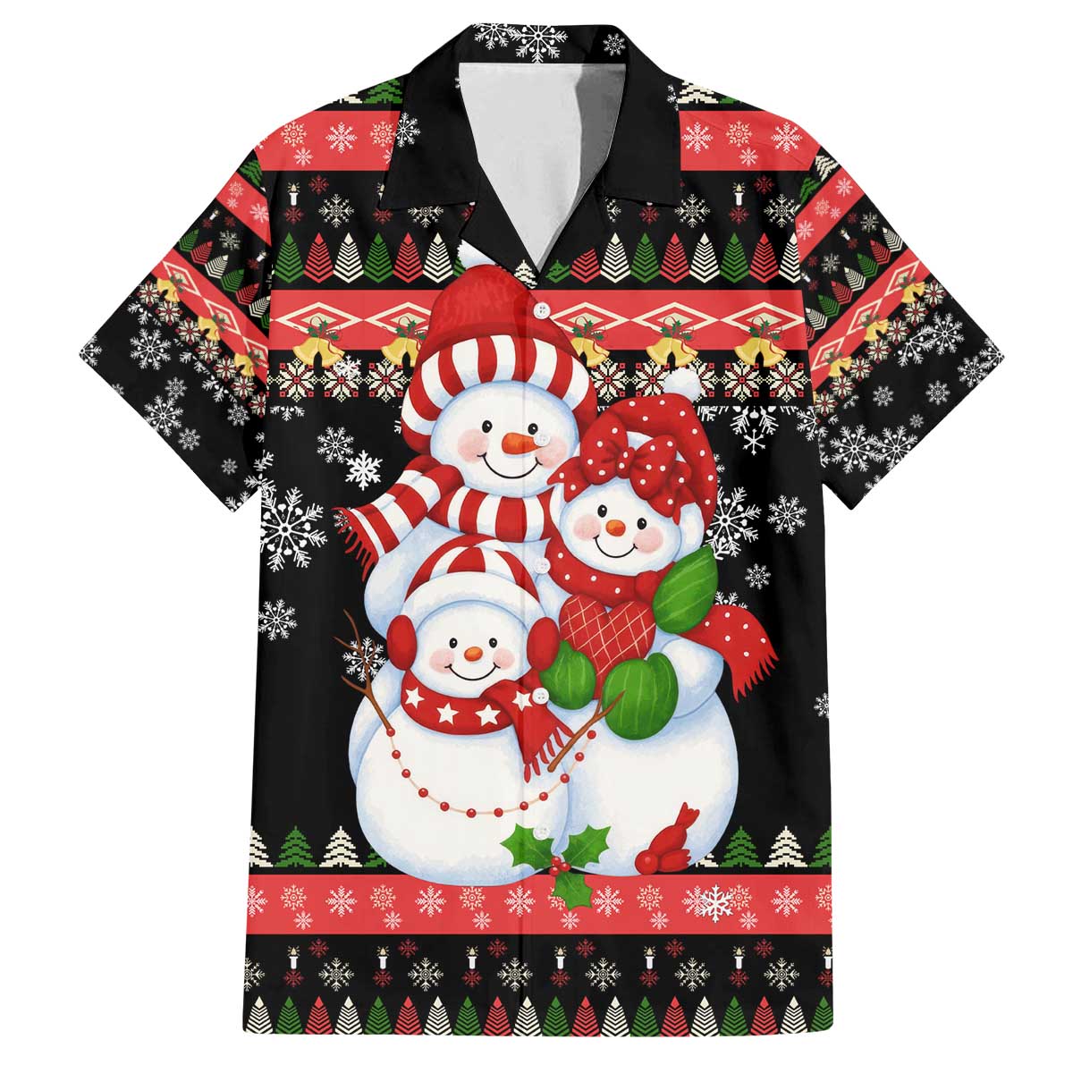 Lovely Snowman Christmas Family Matching Off The Shoulder Long Sleeve Dress and Hawaiian Shirt Xmas Holiday Patterns - Wonder Print Shop