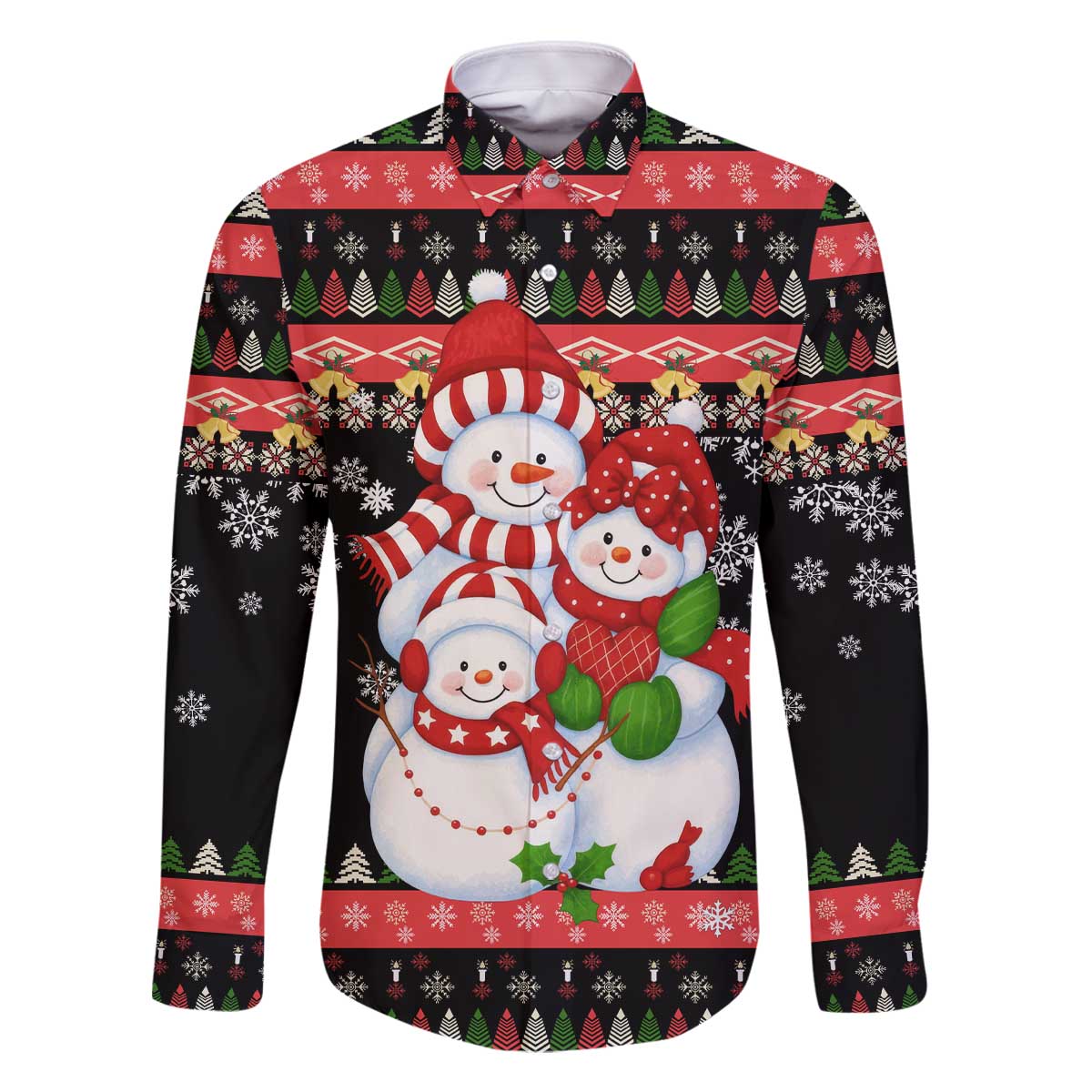 Lovely Snowman Christmas Family Matching Off The Shoulder Long Sleeve Dress and Hawaiian Shirt Xmas Holiday Patterns - Wonder Print Shop