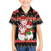 Lovely Snowman Christmas Family Matching Off The Shoulder Long Sleeve Dress and Hawaiian Shirt Xmas Holiday Patterns - Wonder Print Shop