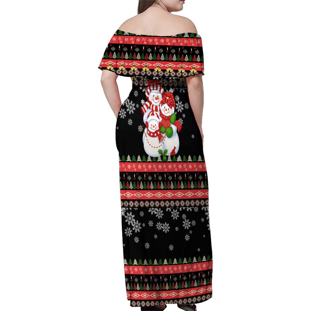 Lovely Snowman Christmas Family Matching Off Shoulder Maxi Dress and Hawaiian Shirt Xmas Holiday Patterns - Wonder Print Shop