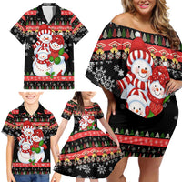 Lovely Snowman Christmas Family Matching Off Shoulder Short Dress and Hawaiian Shirt Xmas Holiday Patterns - Wonder Print Shop