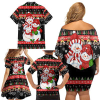 Lovely Snowman Christmas Family Matching Off Shoulder Short Dress and Hawaiian Shirt Xmas Holiday Patterns - Wonder Print Shop