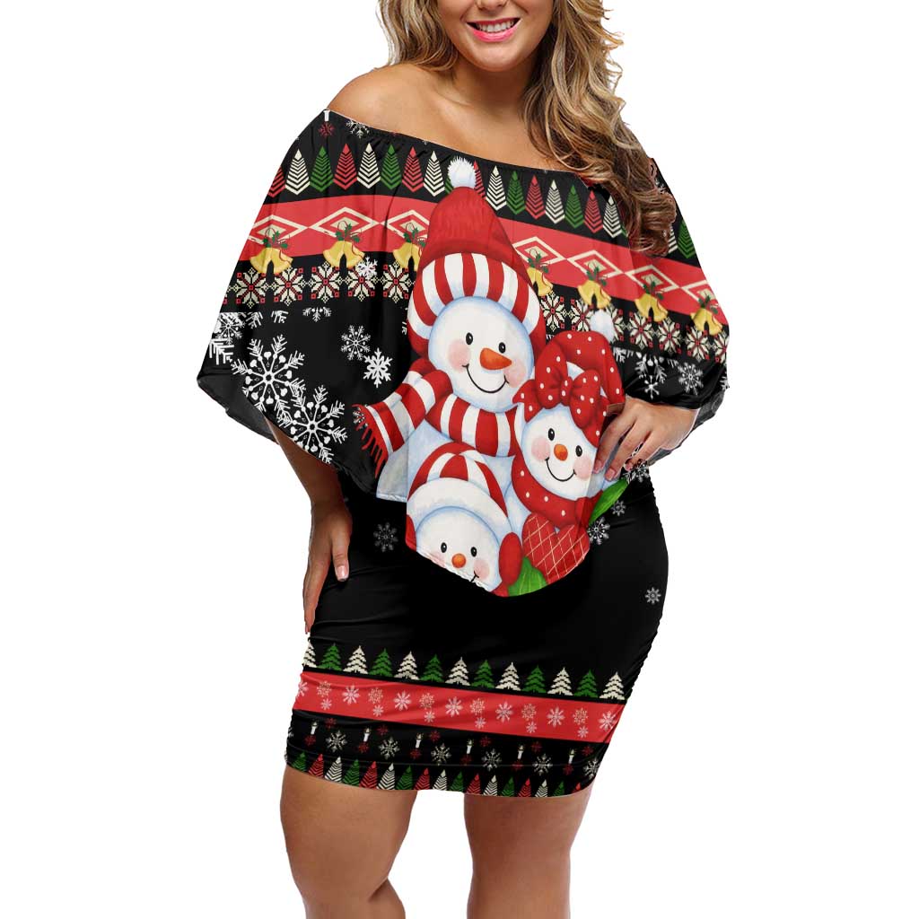 Lovely Snowman Christmas Family Matching Off Shoulder Short Dress and Hawaiian Shirt Xmas Holiday Patterns - Wonder Print Shop
