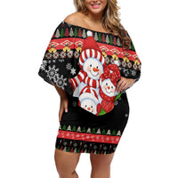 Lovely Snowman Christmas Family Matching Off Shoulder Short Dress and Hawaiian Shirt Xmas Holiday Patterns - Wonder Print Shop