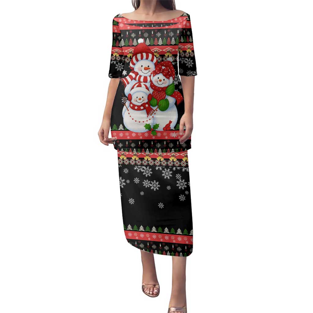 Lovely Snowman Christmas Family Matching Puletasi and Hawaiian Shirt Xmas Holiday Patterns - Wonder Print Shop