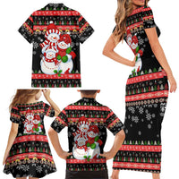 Lovely Snowman Christmas Family Matching Short Sleeve Bodycon Dress and Hawaiian Shirt Xmas Holiday Patterns - Wonder Print Shop