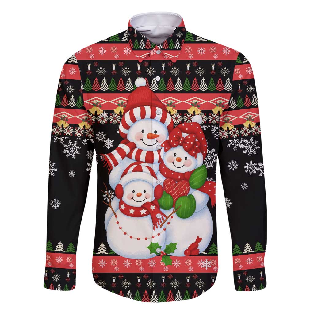 Lovely Snowman Christmas Family Matching Short Sleeve Bodycon Dress and Hawaiian Shirt Xmas Holiday Patterns - Wonder Print Shop