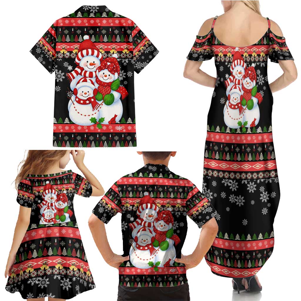 Lovely Snowman Christmas Family Matching Summer Maxi Dress and Hawaiian Shirt Xmas Holiday Patterns - Wonder Print Shop