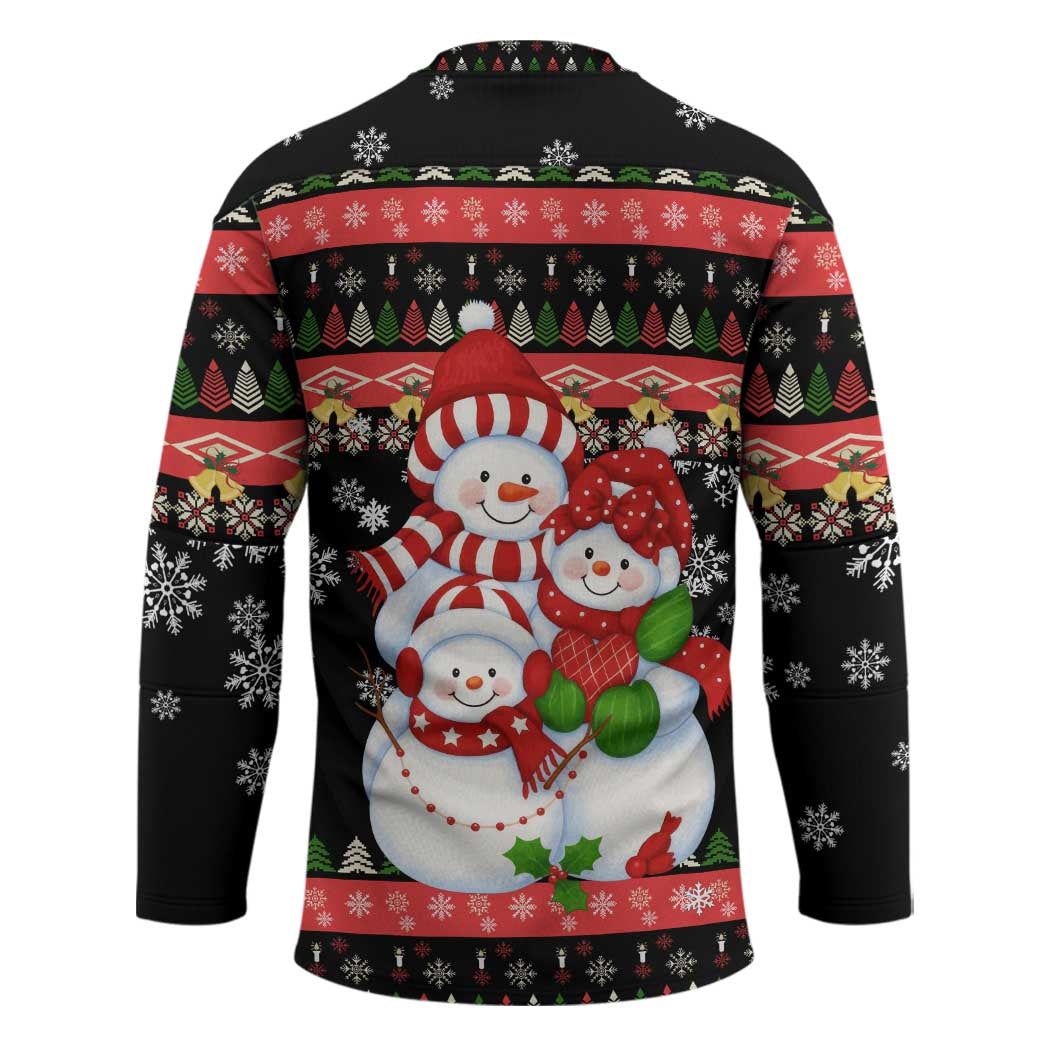 Lovely Snowman Christmas Hockey Jersey Xmas Holiday Patterns - Wonder Print Shop