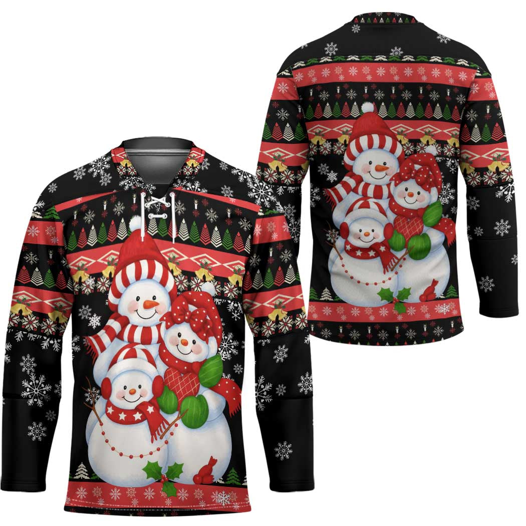 Lovely Snowman Christmas Hockey Jersey Xmas Holiday Patterns - Wonder Print Shop
