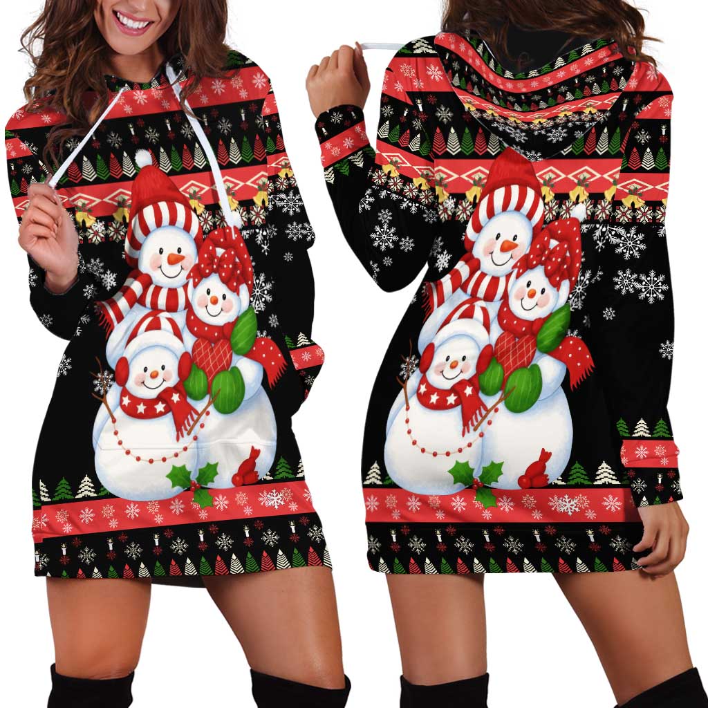 Lovely Snowman Christmas Hoodie Dress Xmas Holiday Patterns - Wonder Print Shop