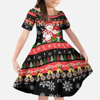 Lovely Snowman Christmas Kid Short Sleeve Dress Xmas Holiday Patterns - Wonder Print Shop