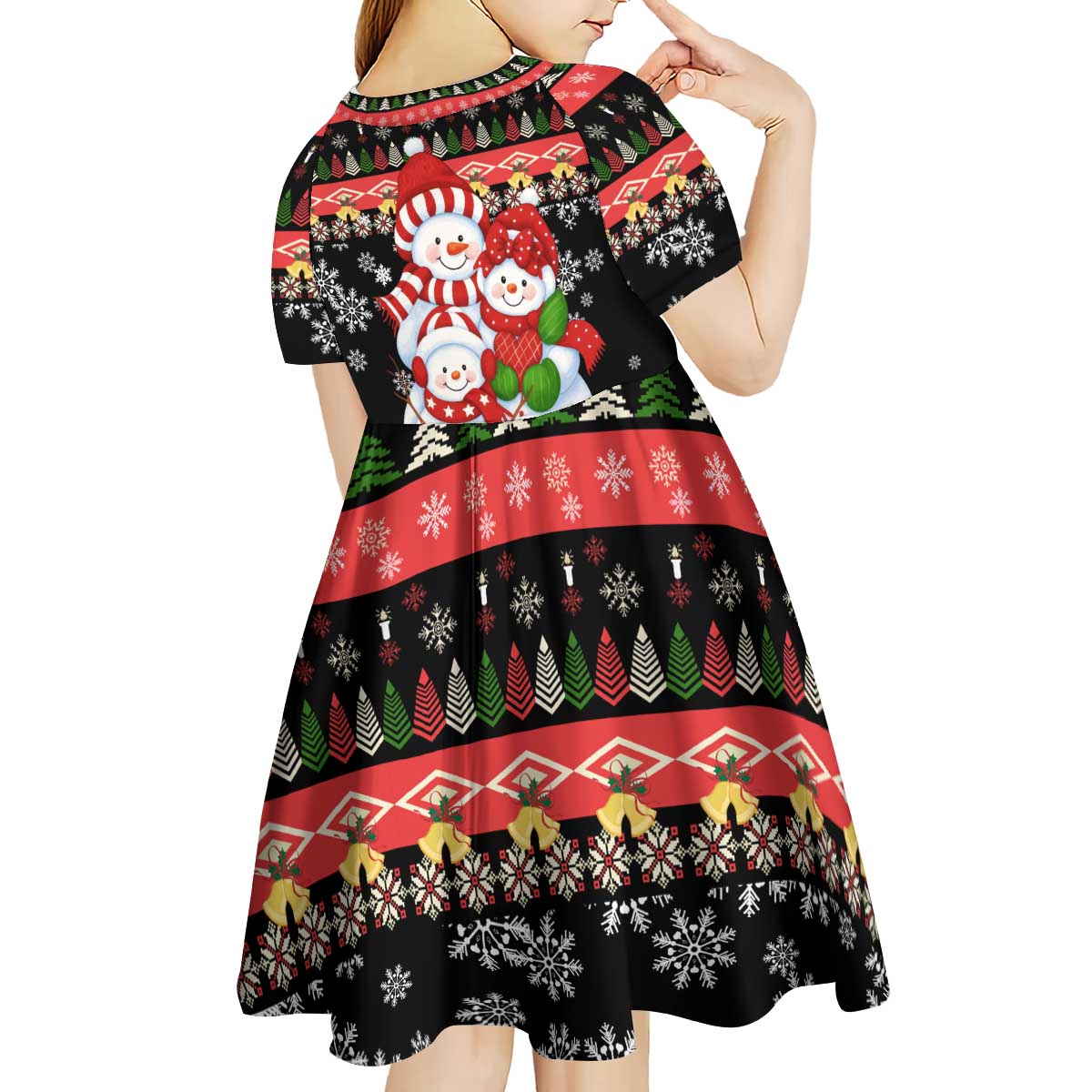 Lovely Snowman Christmas Kid Short Sleeve Dress Xmas Holiday Patterns - Wonder Print Shop