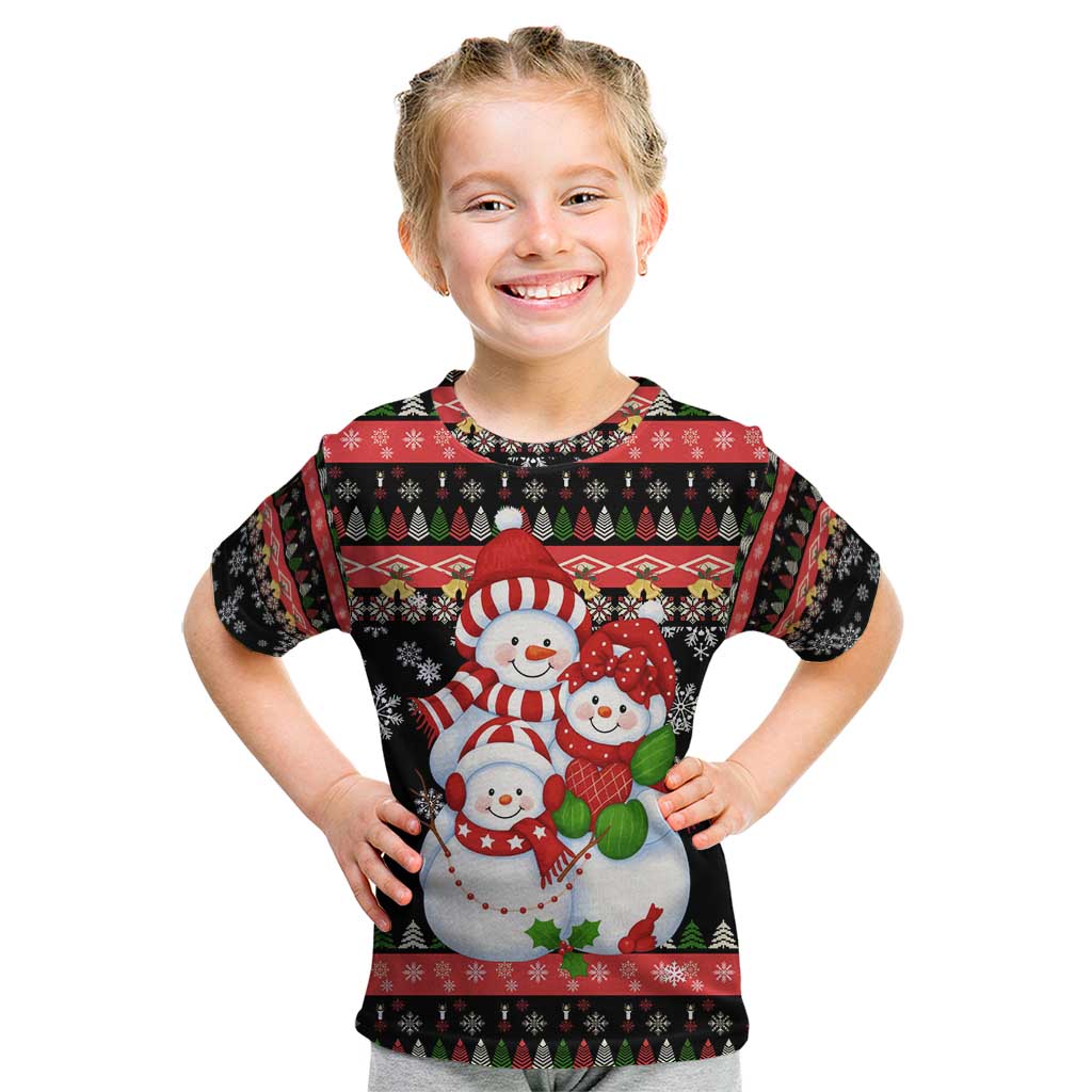Lovely Snowman Christmas Kid T Shirt Xmas Holiday Patterns - Wonder Print Shop