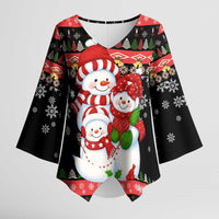 Lovely Snowman Christmas Kimono Sleeve Blouse Xmas Holiday Patterns - Wonder Print Shop