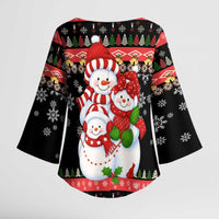 Lovely Snowman Christmas Kimono Sleeve Blouse Xmas Holiday Patterns - Wonder Print Shop