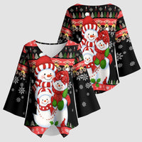 Lovely Snowman Christmas Kimono Sleeve Blouse Xmas Holiday Patterns - Wonder Print Shop