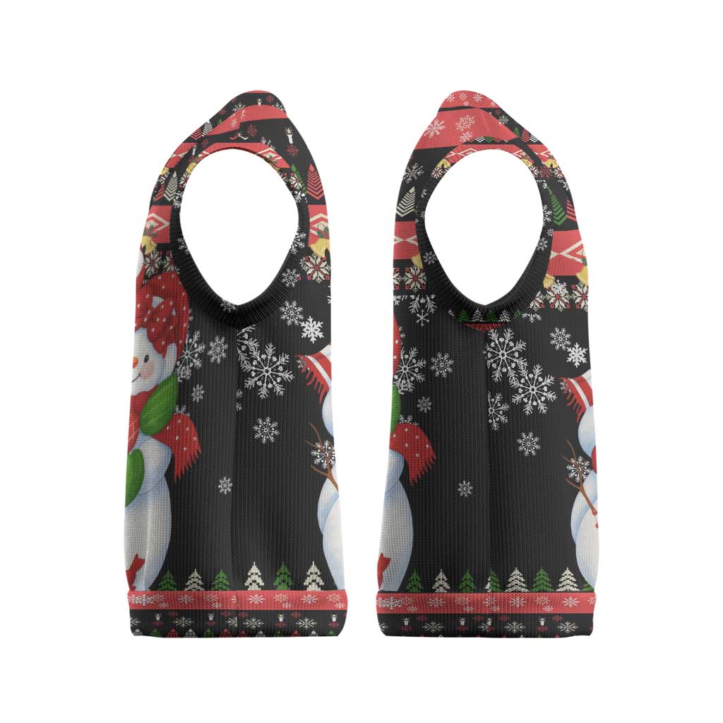 Lovely Snowman Christmas Knitted V-Neck Vest Xmas Holiday Patterns - Wonder Print Shop