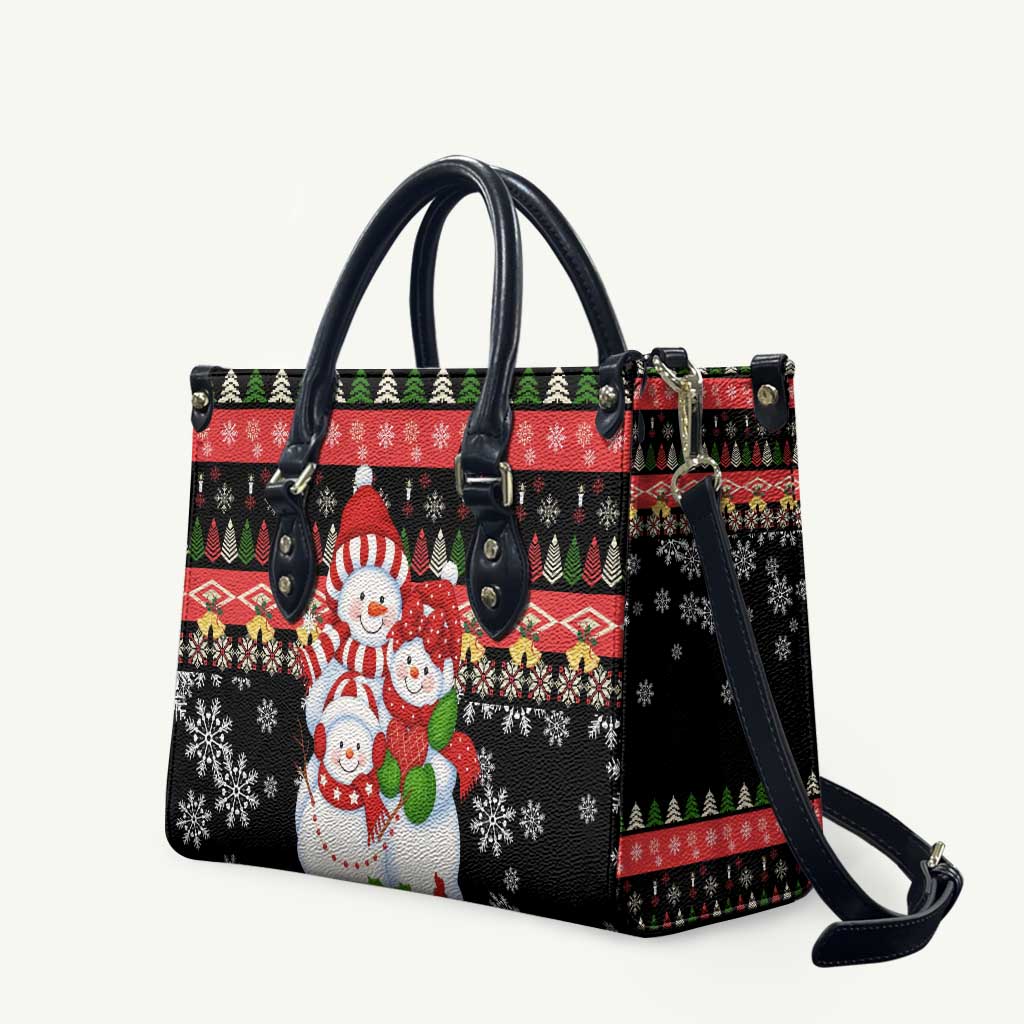 Lovely Snowman Christmas Leather Bag Xmas Holiday Patterns - Wonder Print Shop