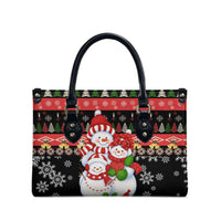 Lovely Snowman Christmas Leather Bag Xmas Holiday Patterns - Wonder Print Shop