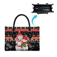 Lovely Snowman Christmas Leather Bag Xmas Holiday Patterns - Wonder Print Shop