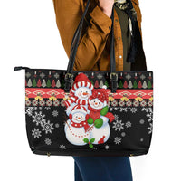 Lovely Snowman Christmas Leather Tote Bag Xmas Holiday Patterns - Wonder Print Shop