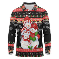 Lovely Snowman Christmas Long Sleeve Polo Shirt Xmas Holiday Patterns - Wonder Print Shop