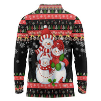Lovely Snowman Christmas Long Sleeve Polo Shirt Xmas Holiday Patterns - Wonder Print Shop