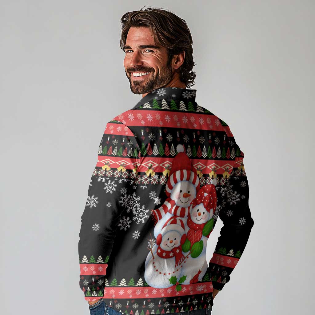 Lovely Snowman Christmas Long Sleeve Polo Shirt Xmas Holiday Patterns - Wonder Print Shop