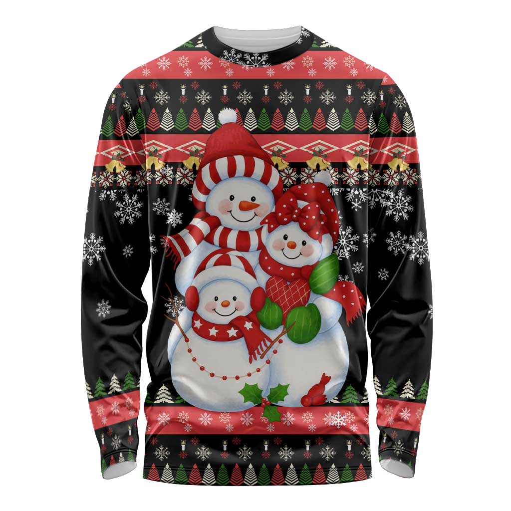 Lovely Snowman Christmas Long Sleeve Shirt Xmas Holiday Patterns - Wonder Print Shop