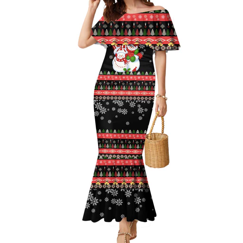 Lovely Snowman Christmas Mermaid Dress Xmas Holiday Patterns - Wonder Print Shop
