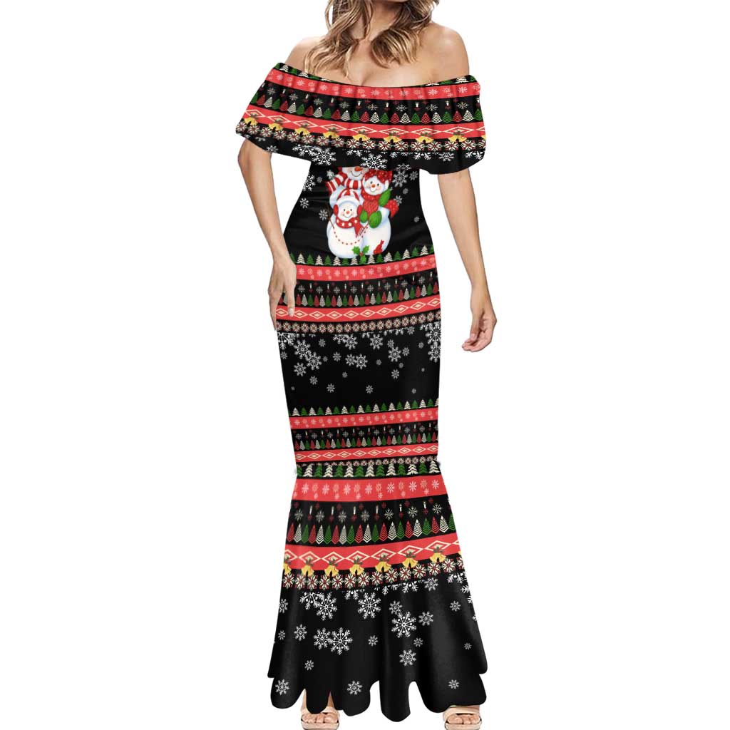 Lovely Snowman Christmas Mermaid Dress Xmas Holiday Patterns - Wonder Print Shop
