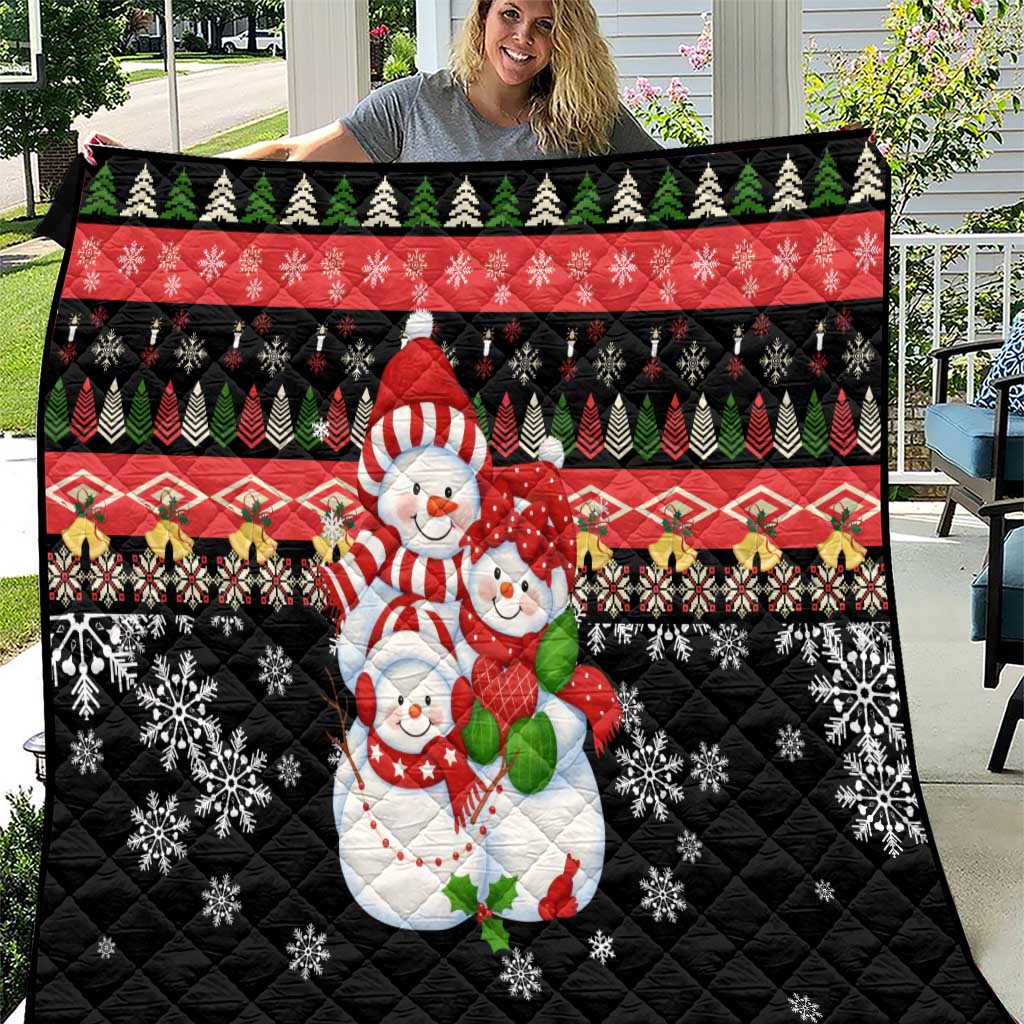 Lovely Snowman Christmas Quilt Xmas Holiday Patterns - Wonder Print Shop
