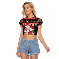 Lovely Snowman Christmas Raglan Cropped T Shirt Xmas Holiday Patterns - Wonder Print Shop