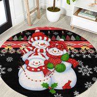 Lovely Snowman Christmas Round Carpet Xmas Holiday Patterns - Wonder Print Shop
