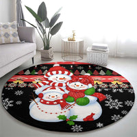 Lovely Snowman Christmas Round Carpet Xmas Holiday Patterns - Wonder Print Shop